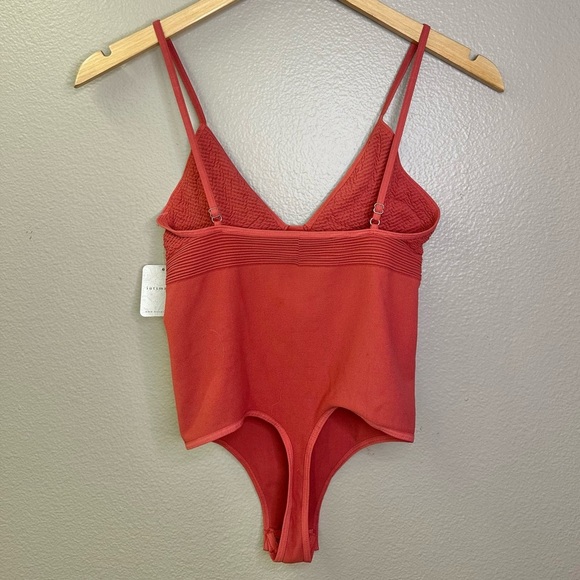 NWT Free People Intimately Strappy Red Orange Textured Bodysuit - Picture 2 of 6